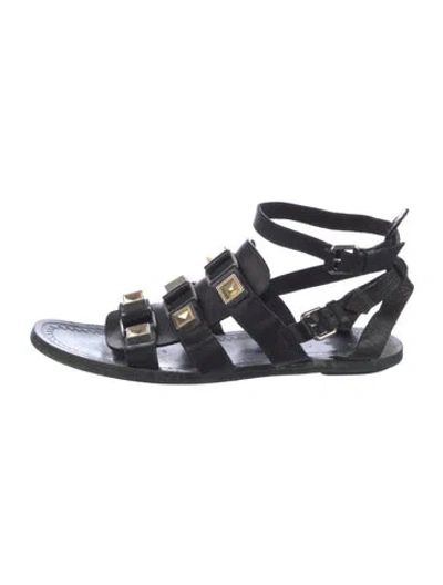 Pre-owned Proenza Schouler Leather Studded Accents Gladiator Sandals In Black