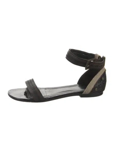 Pre-owned Proenza Schouler Leather Studded Accents Sandals In Brown