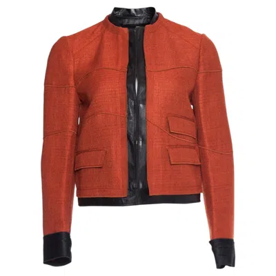 Pre-owned Proenza Schouler , Leather Trimmed Tweed Jacket In Red