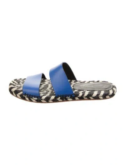 Pre-owned Proenza Schouler Leather Tweed Pattern Slides In Blue
