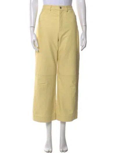 Pre-owned Proenza Schouler Leather Wide Leg Pants In Yellow