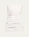 Proenza Schouler Lena Draped Strapless Bi-stretch Top In White