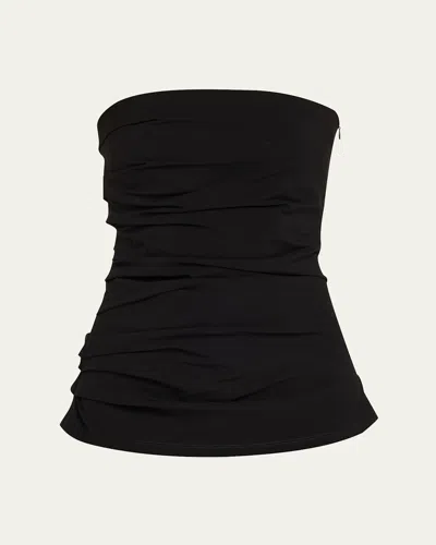 Proenza Schouler Lena Strapless Draped Bi-stretch Top In Black