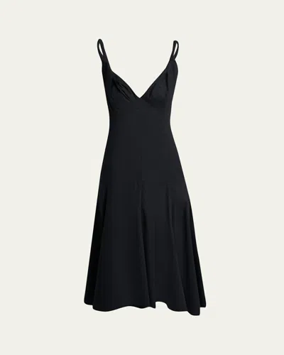 Proenza Schouler Leo Sleeveless Flared Cotton Midi Dress In Black