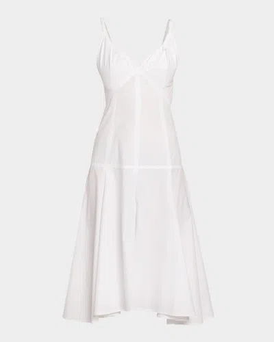 Proenza Schouler Leo Sleeveless Flared Cotton Midi Dress In White