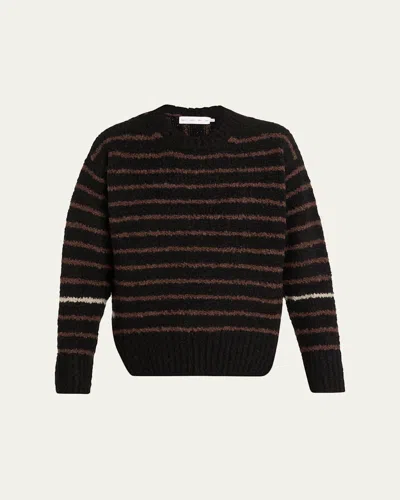 Proenza Schouler Leonie Stripe Crewneck Sweater In Brown