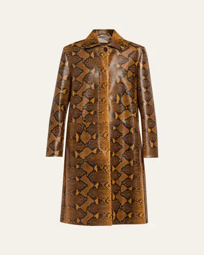 Proenza Schouler Leticia Python-printed Leather Coat In Brown