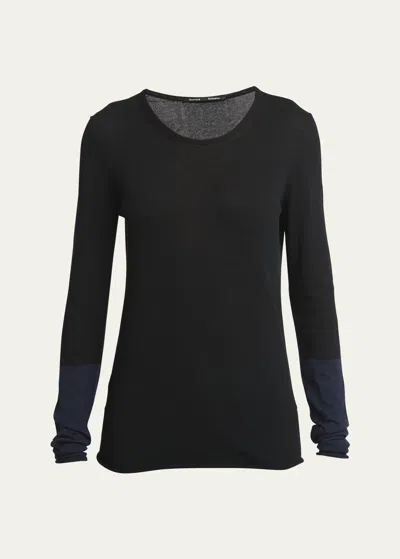 Proenza Schouler Lewis Bicolor Sleeve Sweater In Black Multi
