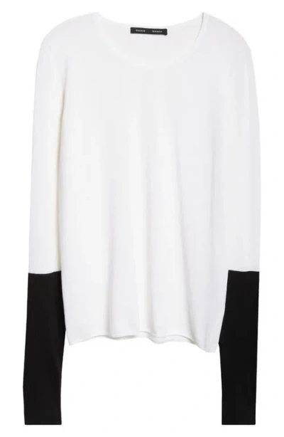 Proenza Schouler Lewis Colorblock Organic Cotton & Mulberry Silk Sweater In White
