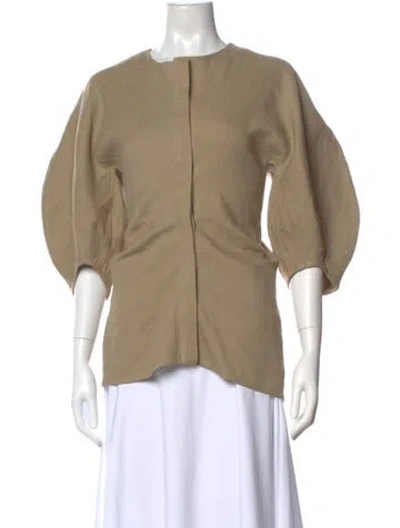Pre-owned Proenza Schouler Linen Crew Neck Blouse In Neutral