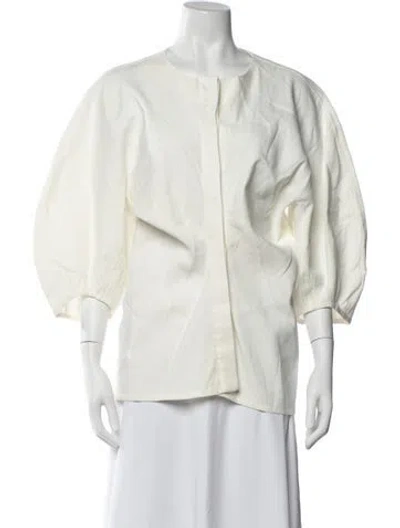 Pre-owned Proenza Schouler Linen Crew Neck Blouse In Neutrals