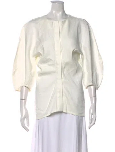 Pre-owned Proenza Schouler Linen Crew Neck Blouse W/ Tags In White
