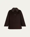Proenza Schouler Lisa Double-face Wool Coat With Removable Collar In Brown