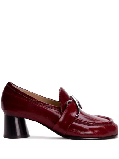 Proenza Schouler Logo Plaque High-heeled Loafers In Red