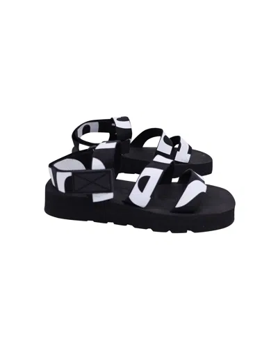 Proenza Schouler Logo-print Slingback Sandals In Black Canvas
