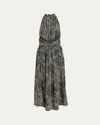 Proenza Schouler Lola Halter Printed Viscose Crepe Midi Dress In Black Multi