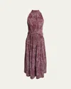 Proenza Schouler Lola Halter Printed Viscose Crepe Midi Dress In Oxblood Multi