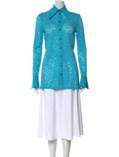 Pre-owned Proenza Schouler Long Sleeve Button-up Top In Blue