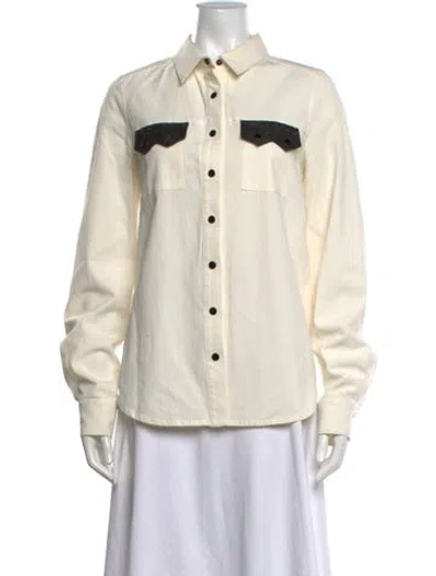 Pre-owned Proenza Schouler Long Sleeve Button-up Top In Neutrals