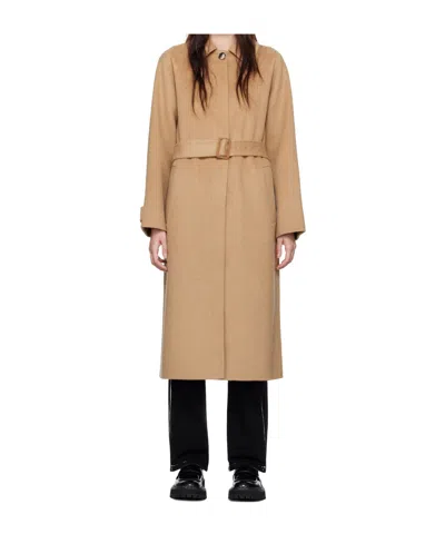 Proenza Schouler Long Sleeve Coat In Yellow-brown