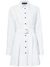 Proenza Schouler Sammy Long Sleeve Belted Stretch Cotton Poplin Shirtdress In White