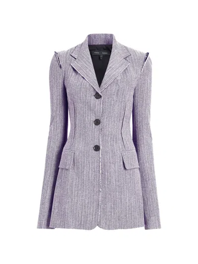Proenza Schouler Lorenza Frayed Blazer In Blue