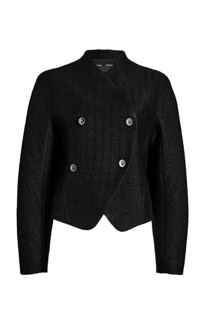 Proenza Schouler Lorna Cotton-blend Striated Suiting Jacket In Black