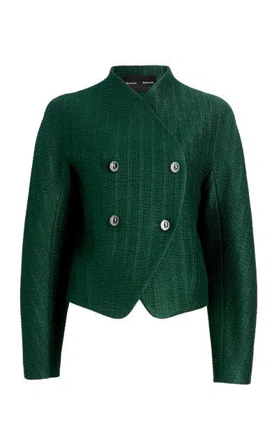 Proenza Schouler Lorna Cotton-blend Striated Suiting Jacket In Green
