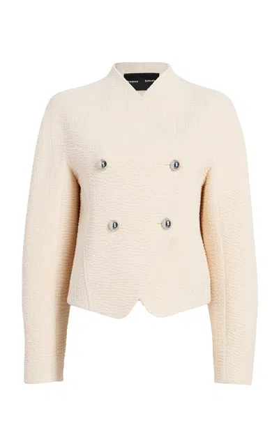 Proenza Schouler Lorna Cotton-blend Striated Suiting Jacket In Neutral
