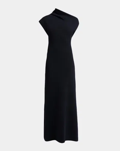 Proenza Schouler Lothea Asymmetric Merino Wool Knit Maxi Dress In Animal Print