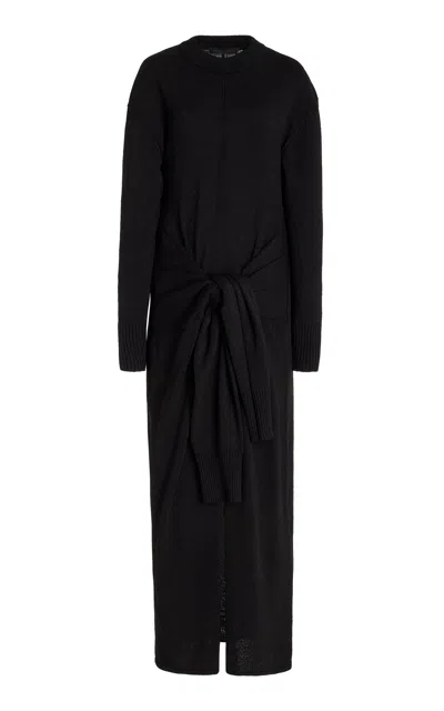 Proenza Schouler Luca Silk-blend Slip-front Knit Dress In Black