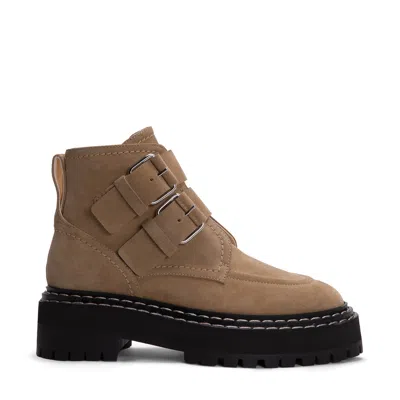 Proenza Schouler Lug-sole Buckle Boots In Dark Beige
