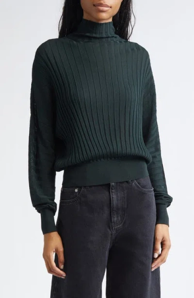 Proenza Schouler Luiza Mock Neck Rib Sweater In Green