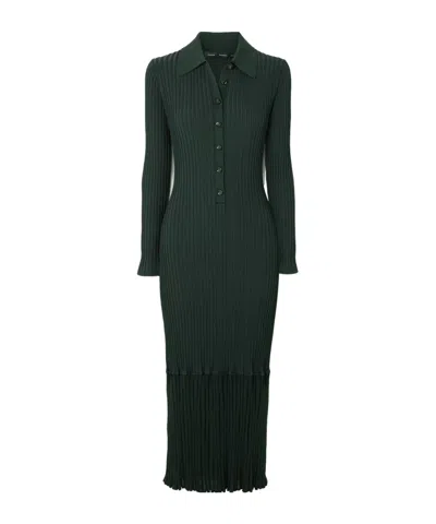 Proenza Schouler Luiza Ribbed-knit Midi Shirt Dress In Green