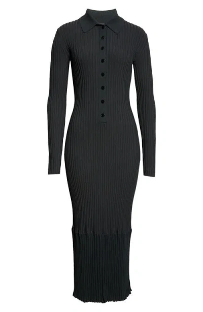 Proenza Schouler Luiza Sunburst Long Sleeve Rib Sweater Dress In Green