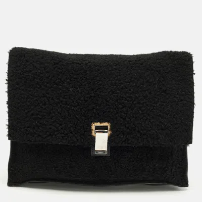 Proenza Schouler Lunch Black Faux Shearling Clutch
