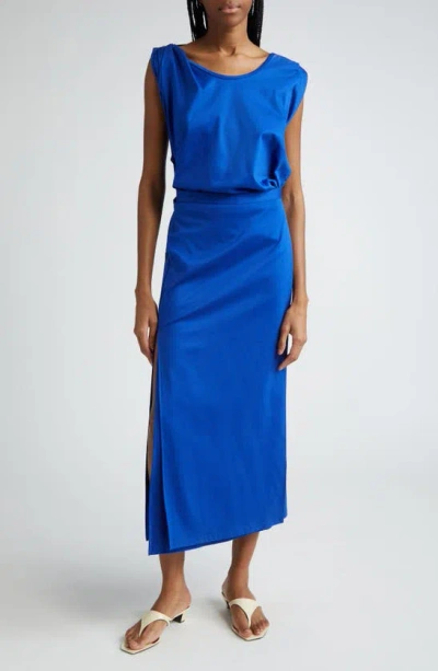 Proenza Schouler Lynn Tie Back Organic Cotton Jersey Midi Dress In Blue