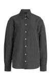 Proenza Schouler Lynsey Striped Crepe Shirt In Black,white