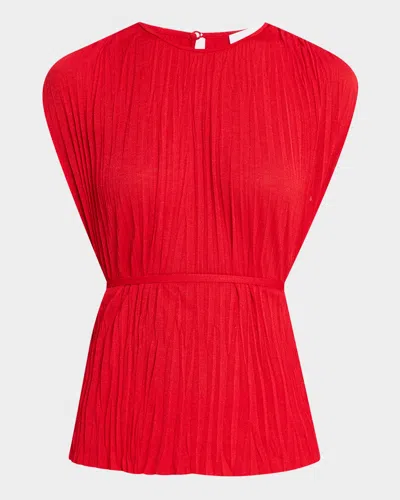 Proenza Schouler Lyra Pleated Jersey Top In Dark Poppy