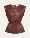 Proenza Schouler Lyra Pleated Vegan Leather Top In Brown