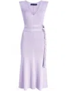 Proenza Schouler Madeline Rib-knit Belted Midi Dress In Purple