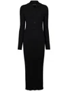 Proenza Schouler Jada Turtleneck Drop-waist Button-front Maxi Dress In Black