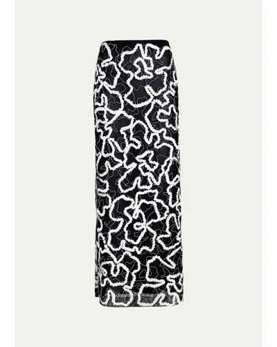 Proenza Schouler Maite Embroidered Column Maxi Skirt In White Multi
