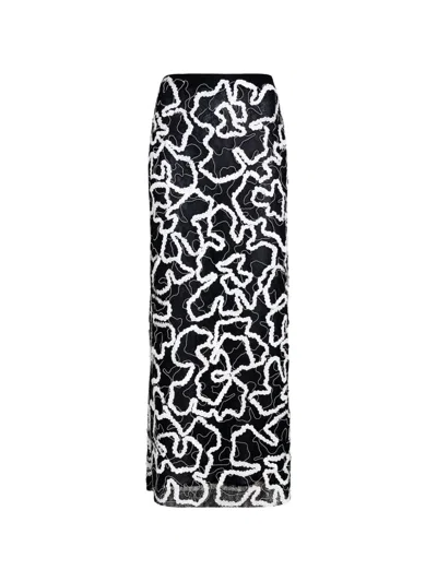 Proenza Schouler Maite Skirt In Sequin Embroidery Lace In Black