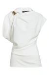 Proenza Schouler Malika Asymmetric Matte Crepe Top In White