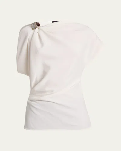 Proenza Schouler Malika Draped Short-sleeve Top In White
