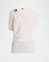 Proenza Schouler Malika Asymmetric Matte Crepe Top In White