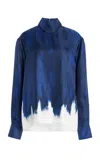 Proenza Schouler Mara Double Printed Silk Top In Blue