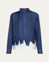 Proenza Schouler Mara Double Printed Silk Twill Top In Blue