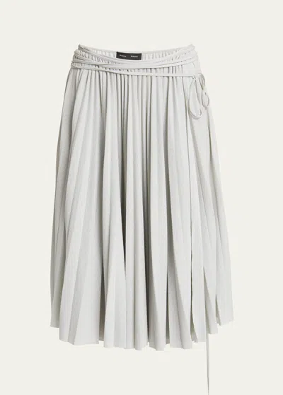 Proenza Schouler Margo Pleated Self-tie Gauzy Jersey Midi Skirt In Gray